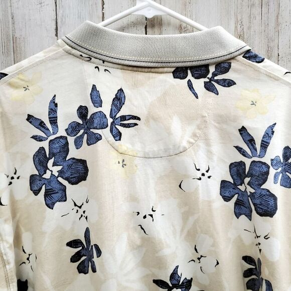 Izod Polo Shirt Floral Tan Size Large - Picture 6 of 11